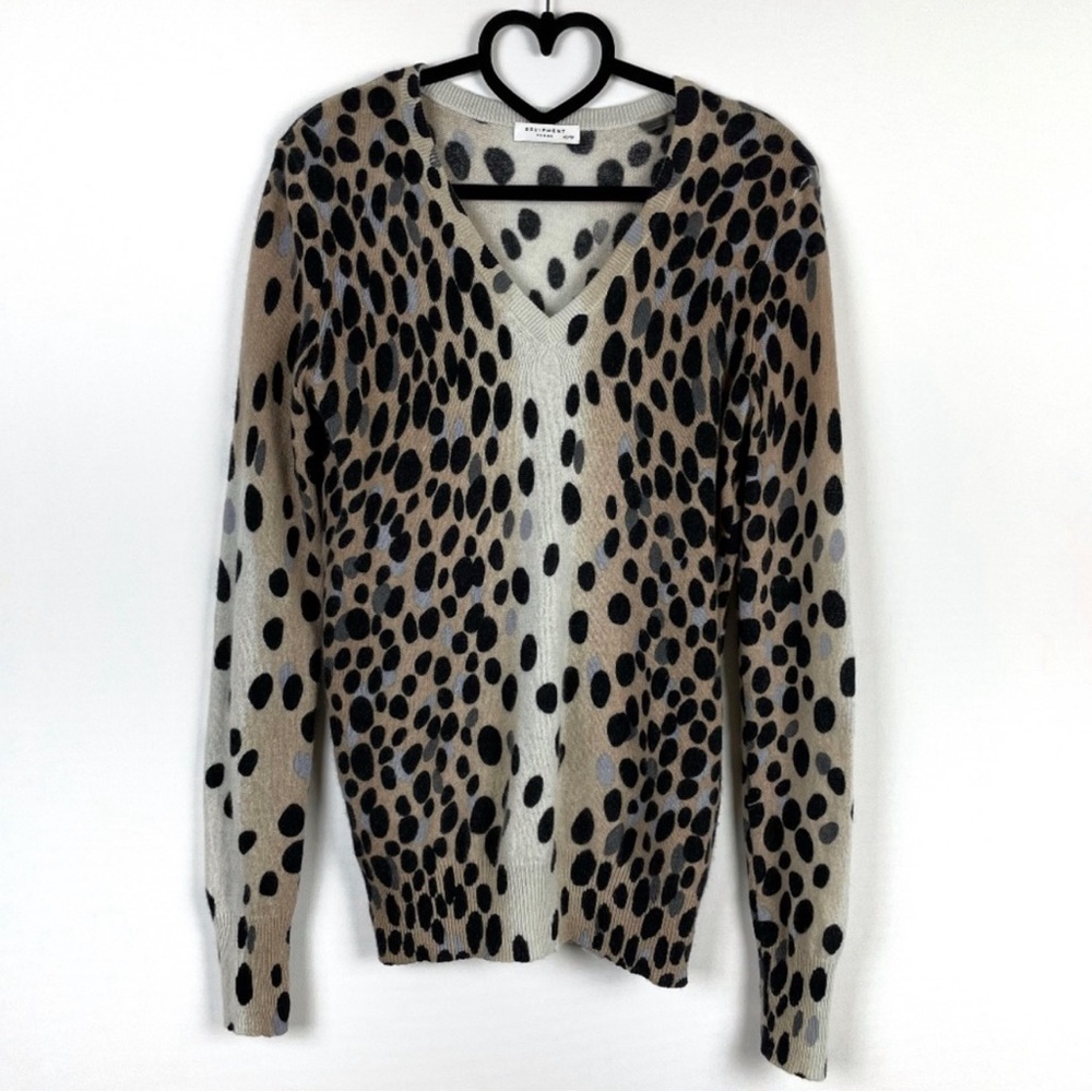 Equipment Femme Tan Black Cashmere Animal Print Long Sleeve Sweater Size XS - Picture 9 of 9